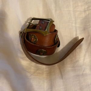 Brown leather western women’s belt